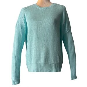 Forever 21 Womens Aqua Blue Pullover Sweater Crew Neck Knit Loose Knit Medium M